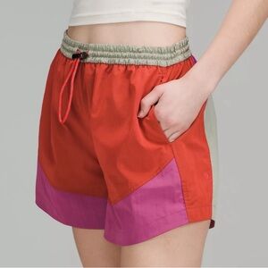 Lululemon HR Evergreen Shorts Pink/Red Purple Tan Colorblock Women's Shorts